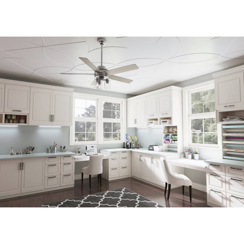 Hunter 52" Anderson Brushed Nickel Ceiling Fan with LED Light Kit and Handheld Remote - Farmhouse, Transitional, Modern