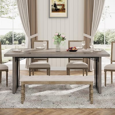 71" Rustic Farmhouse Dining Table for 6-8 People