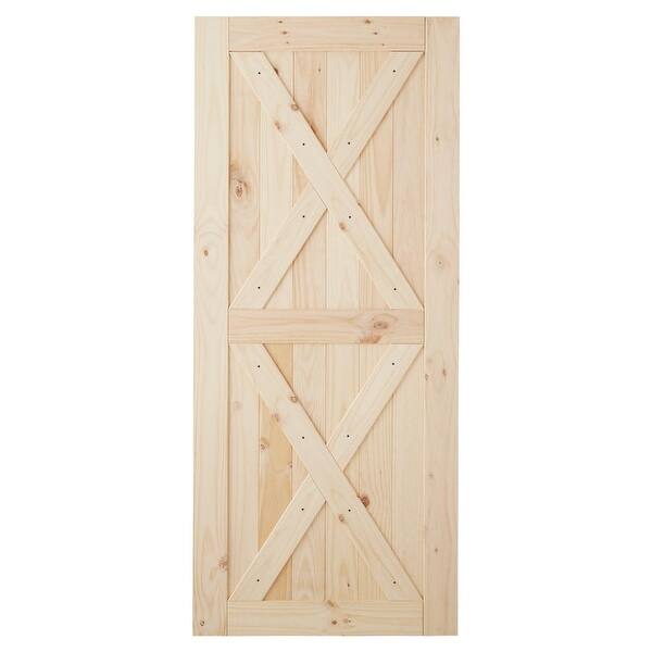 signature hardware 944778 36 tate 36 by 84 double x brace interior barn door o unfinished pine