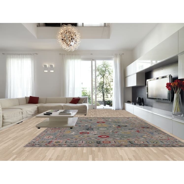 Floral Oushak Oriental Large Area Rug Handmade Wool Carpet - 12'2"x 14'9"