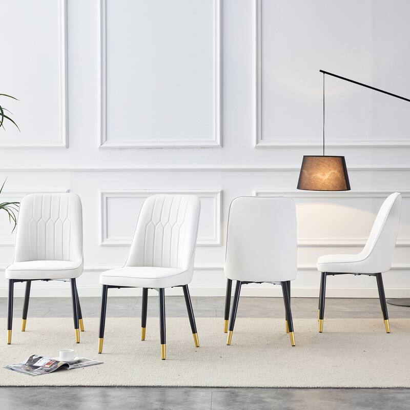 4PCS Dining Chair with PU Leather Backrest and Metal Legs for Kitchens, Bedrooms, and Offices.