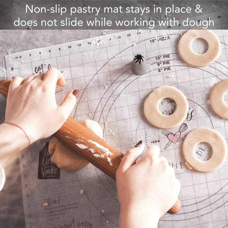 Cut N' Funnel Large Premium Pastry Mat, Non-slip Food Grade Flexible Plastic, 24” x 18” Made in the USA Happiness is Homemade