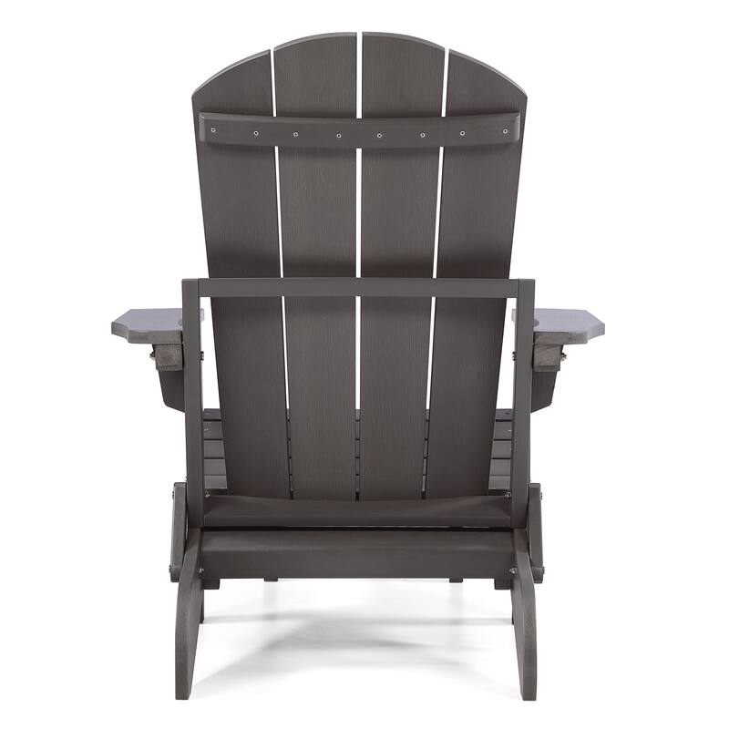 Hurley Folding Poly Plastic Adirondack Chair with Pull-out Ottoman