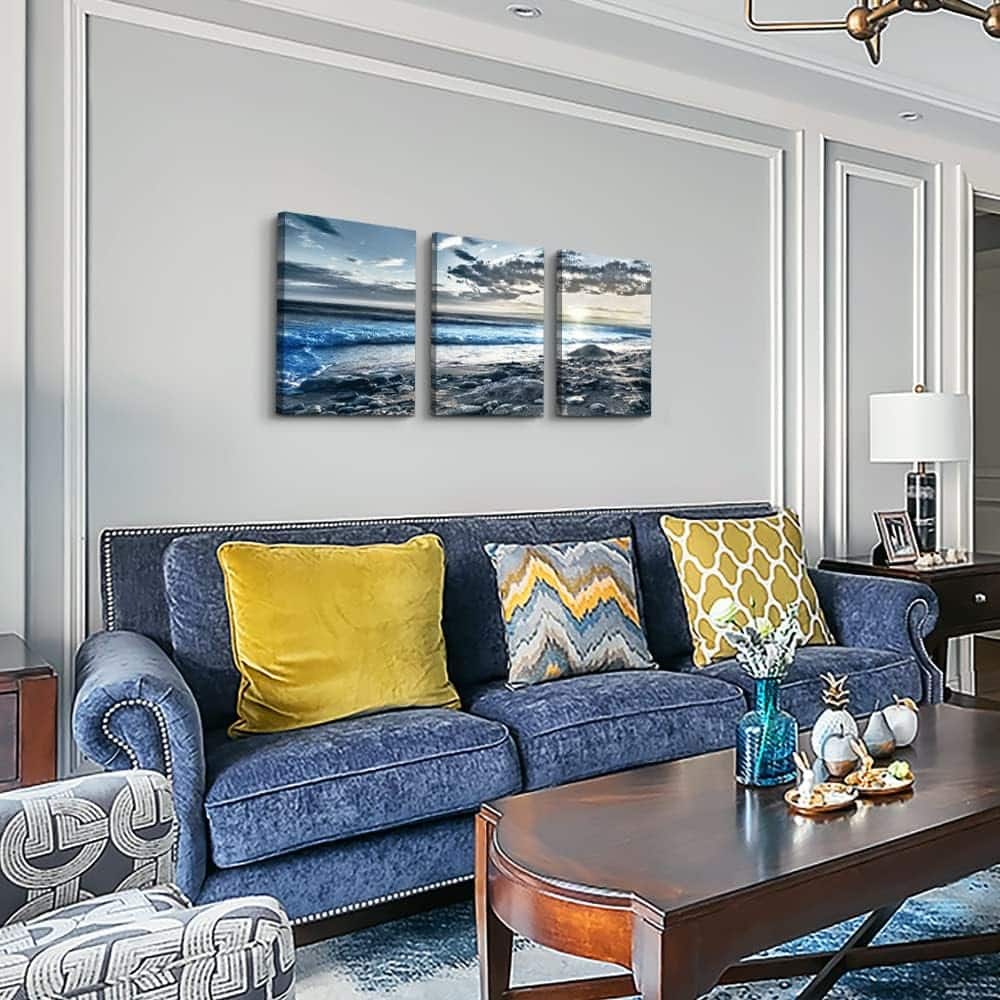 Blue Beach Wall Painting Ocean Sea Wave Pictures Poster Print Artwork