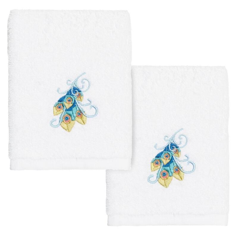 Authentic Hotel and Spa Turkish Cotton Penelope 2PC Washcloth Set - White