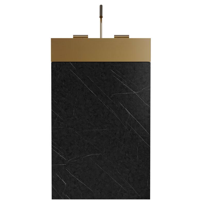 Modern Marble Bathroom Vanity, Roca 20" Freestanding Cabinet with Brushed Gold Stainless Steel Integrated Sink