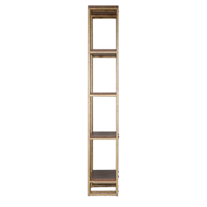 Uttermost Karishma 32" Wide 4 Shelf Wood and Metal Shelving Unit