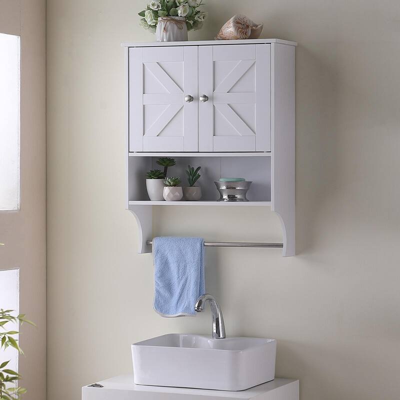 Over The Toilet Storage Cabinet, Farmhouse Medicine Cabinet with 2 Door and Adjustable Shelves, for Bathroom, Living Room