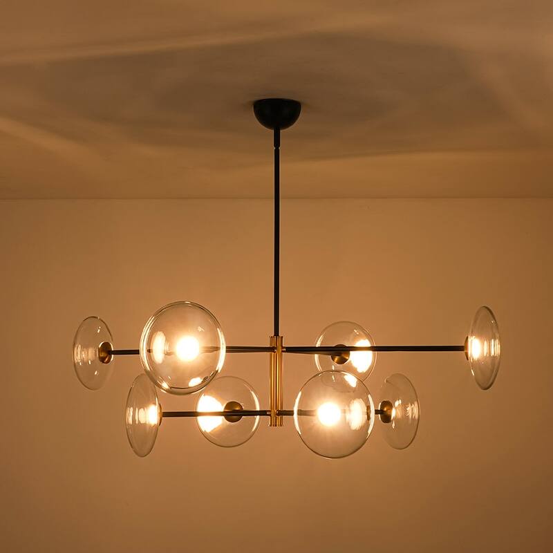 8-Light Glass Shade Dimmable LED Sputnik Chandelier 41-inch