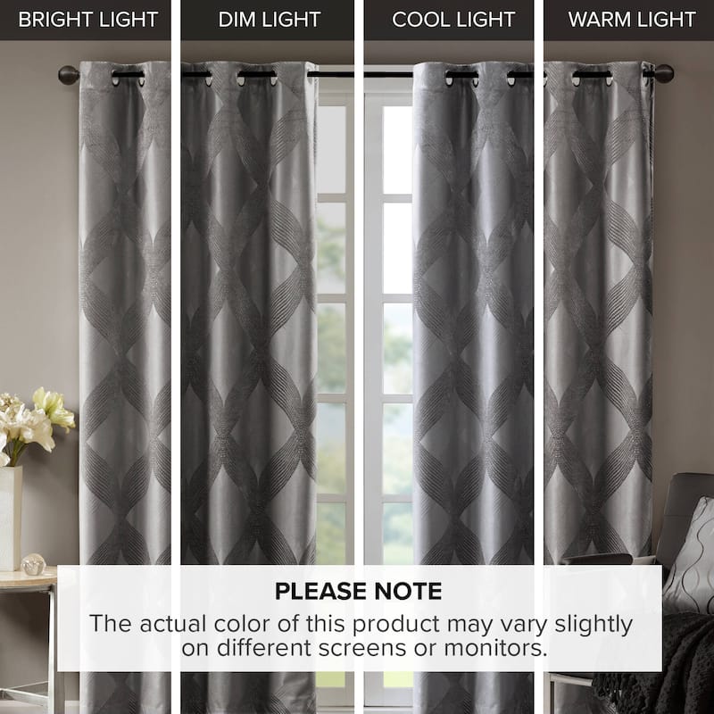 SunSmart Abel Ogee Knitted Jacquard Total Blackout Curtain Panel