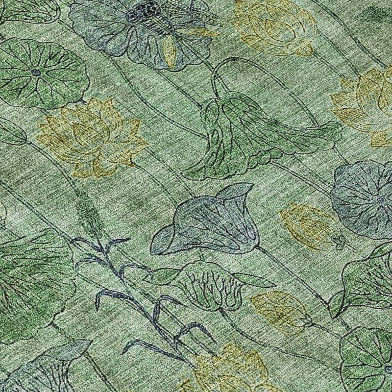 Machine Washable Indoor/Outdoor Modern Floral Chantille Rug