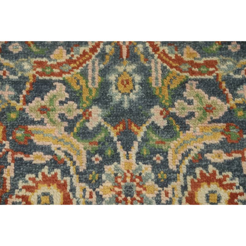 Hand-knotted Transitional Wool Carpet Grey Oushak Rug Floral Oriental Area Rug - 8' 0'' X 2' 7''