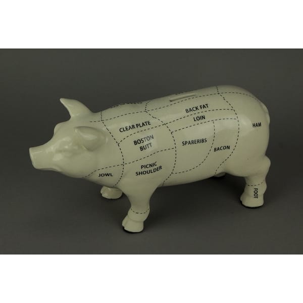 Shop Large White Ceramic Butcher Chart Hog Piggy Bank 13 Inches Long 7 5 X 13 X 4 Inches Overstock 16765151