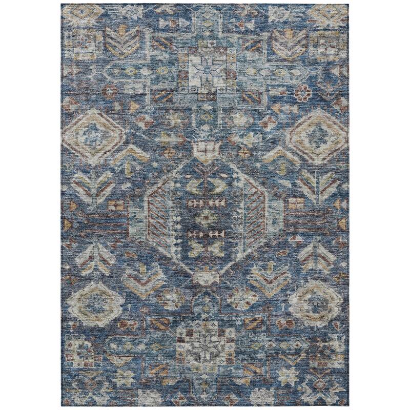 Machine Washable Indoor/ Outdoor Boho Traditional Chantille Rug