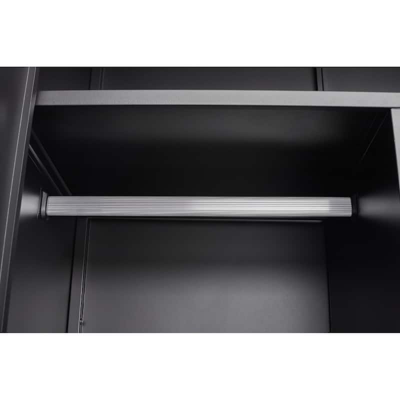Metal Wardrobe Cabinet with Hanging Rod and Lock