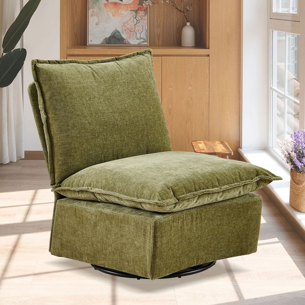 28.74" Chenille Upholstered 360° Swivel Rocking Chair