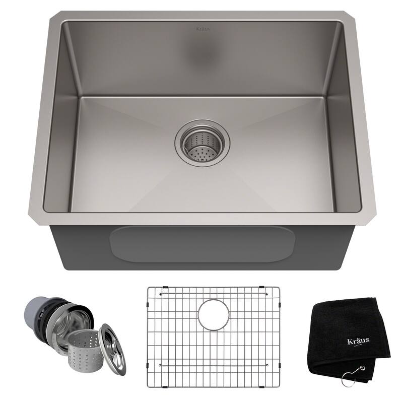 KRAUS Standart PRO Undermount Single Bowl Stainless Steel Kitchen Sink - 23 inch (23"L x 18"W x 10.25"D)