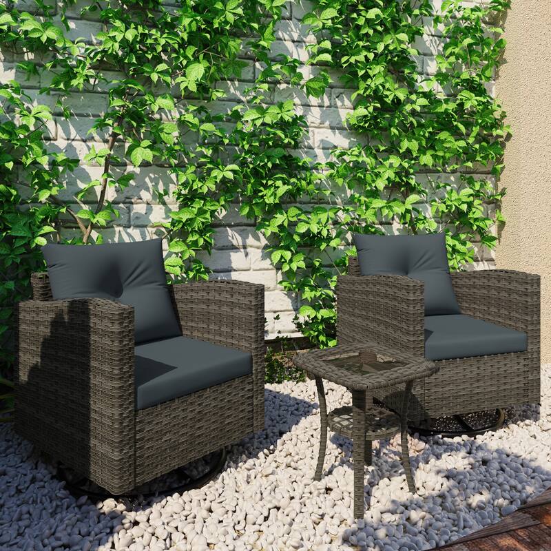 3 Pieces Outdoor Swivel Patio Furniture Set