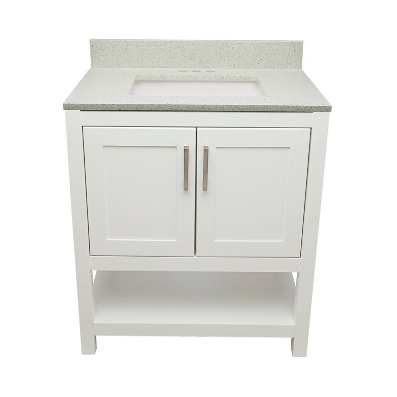 Taos 31" Bathroom Vanity with Cultured Marble Vanity Top Sink in White with White Basin - White - Galaxy White