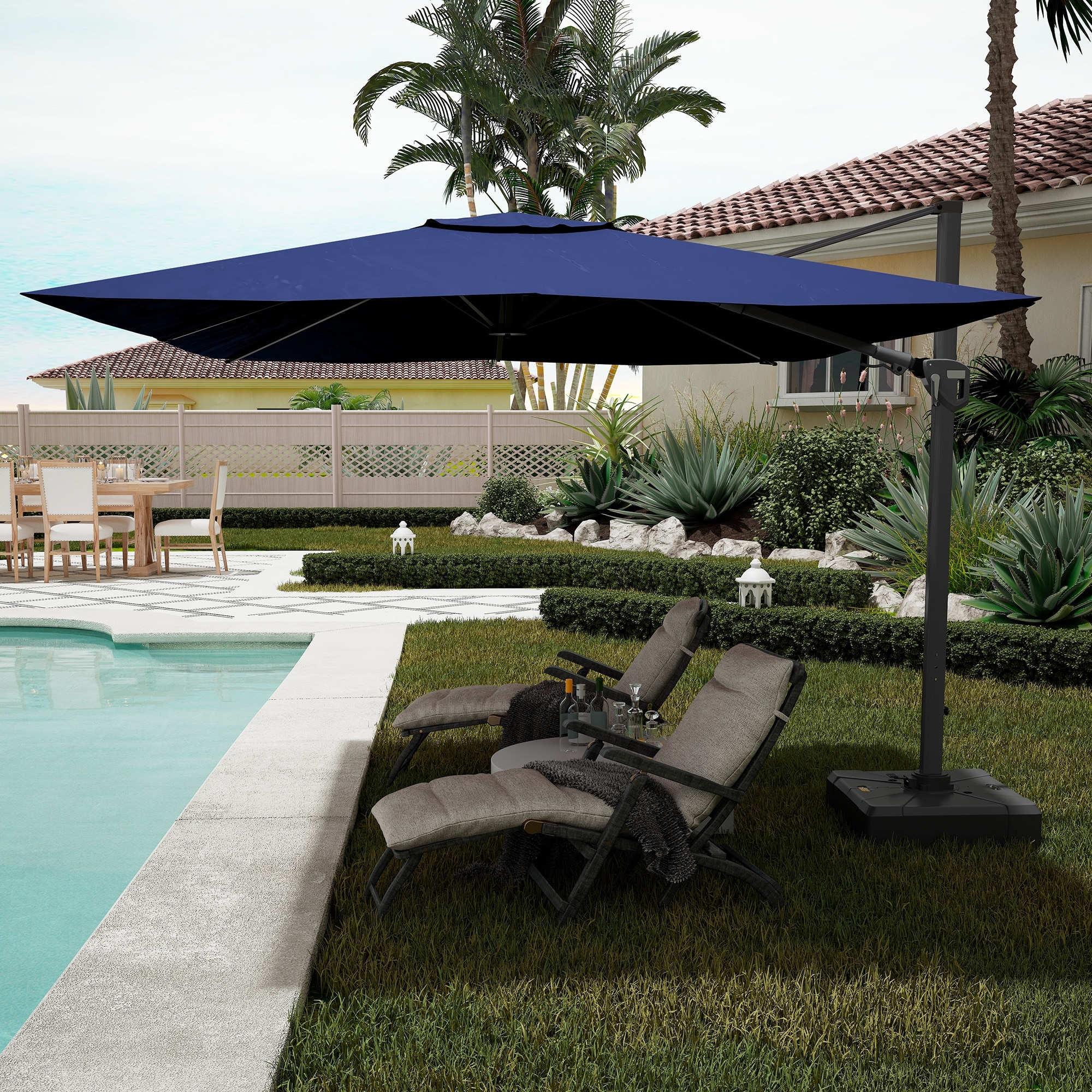 cantilever patio umbrella navy blue 10' x 10' Valencia 90 this umbrella is built to last Crestlive Products 12 ft. x