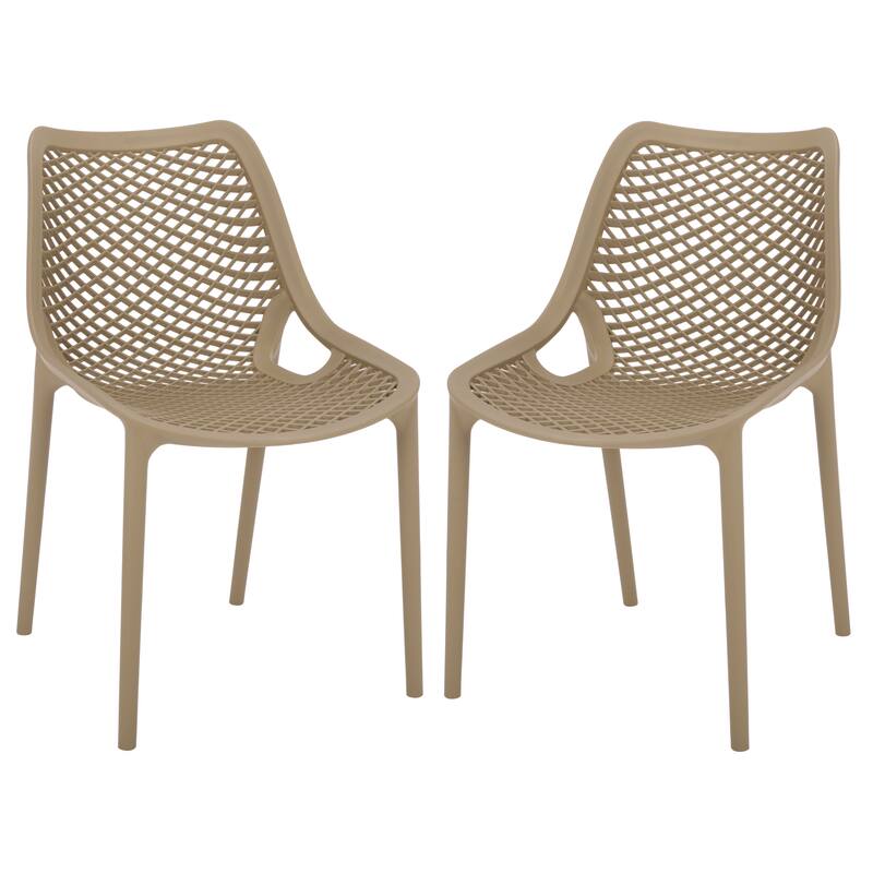 SAFAVIEH Outdoor Living Leila Dining Chair (Set of 2) - 20"W x 24"D x 32"H - Beige