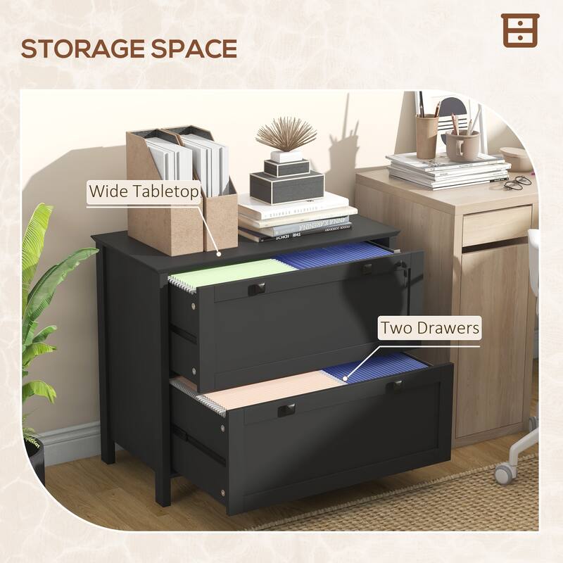 2 Drawer File Cabinet with Lock, Lateral Filing Cabinet with Keys and Adjustable Hanging Bar for Letter