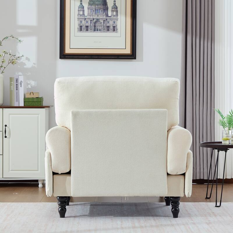 Chenille Fabric Chaise Lounge Arm Chair, Single Sofa Chair Sleeper Recliner