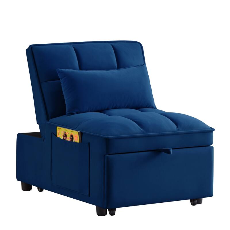 4 in1 Multi-Function Tufted Single Sofa Bed with Adjustable Backrest