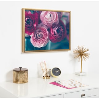 Sylvie Pink Flower Bouquet Framed Canvas Wall Art, Gold 18 x 24
