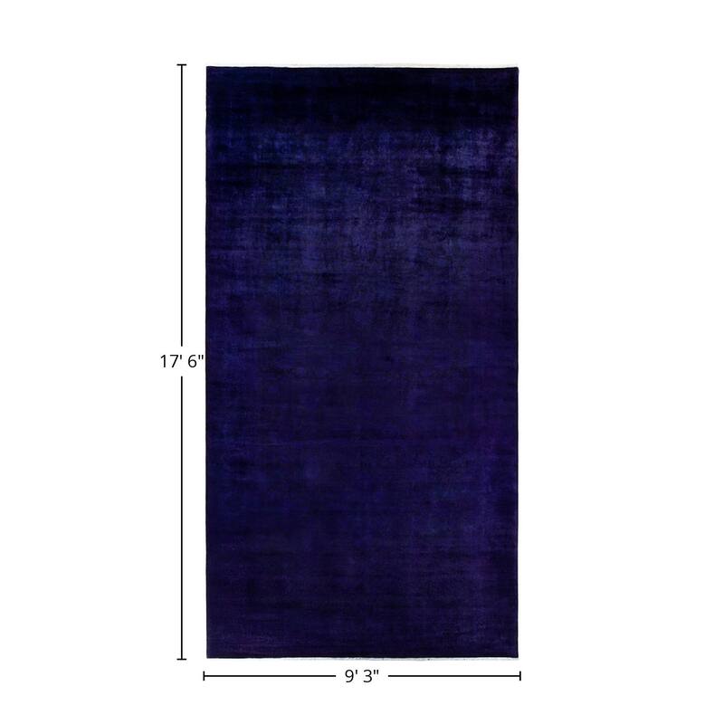 Overton Hand Knotted Wool Vintage Inspired Modern Contemporary Overdyed Purple Area Rug - 9' 3" x 17' 6"