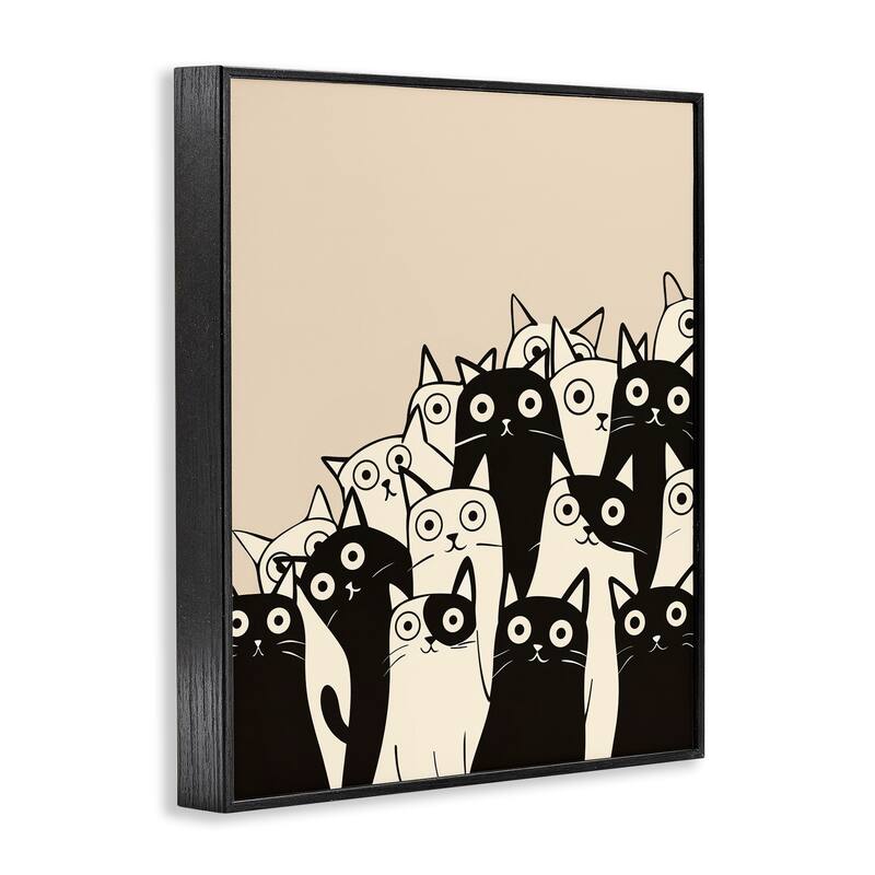 Stupell Fun Modern Black & White Cats Framed Giclee Art Design By Arlington Prints
