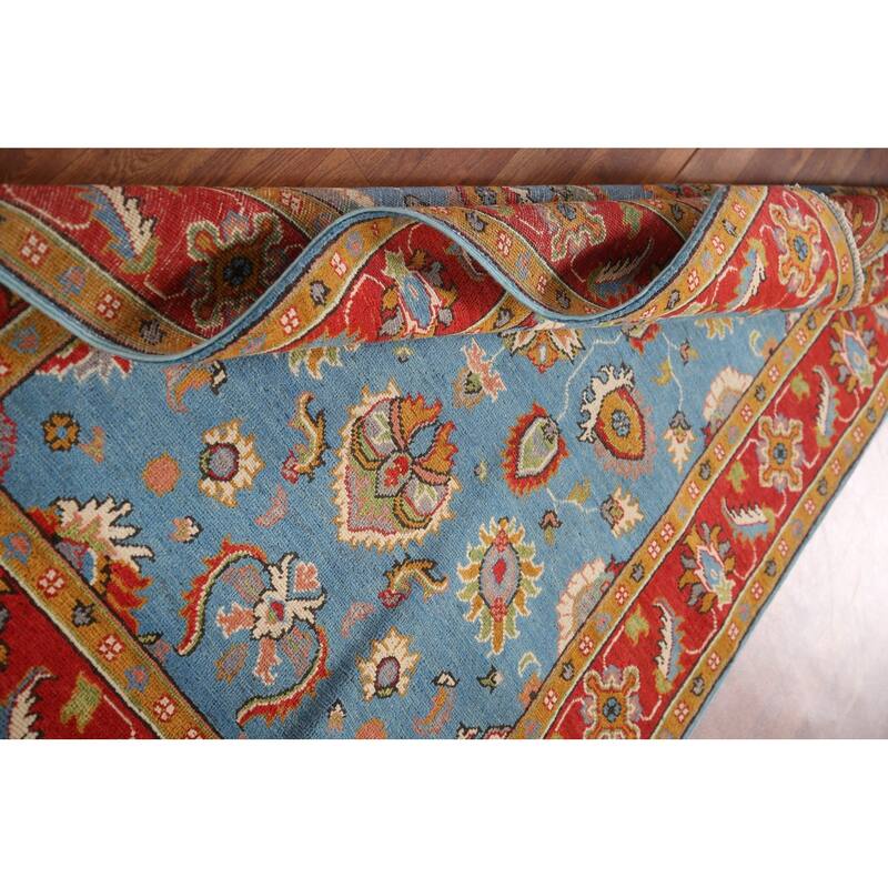 Light Blue Floral Kazak Oriental Area Rug Hand-Knotted Wool Carpet - 4'1"x 6'0"