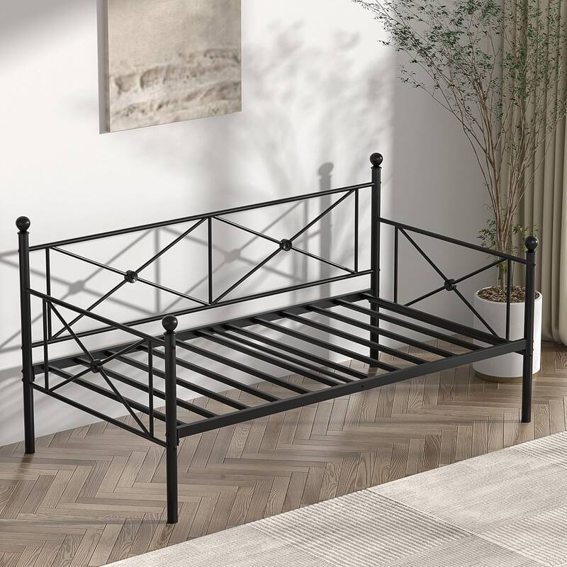 Javlergo Metal Daybed Frame Twin Size Sofa Bed with Steel Slats for Living Room Guest Room