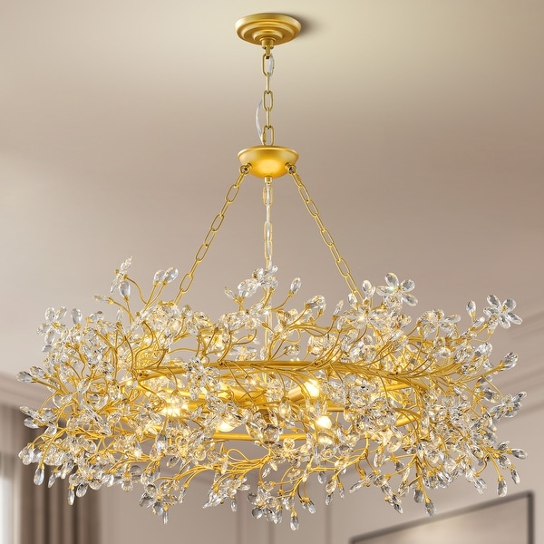 KAYLA 31.5in-52in Crystal Tree Branch Chandelier - On Sale - Bed