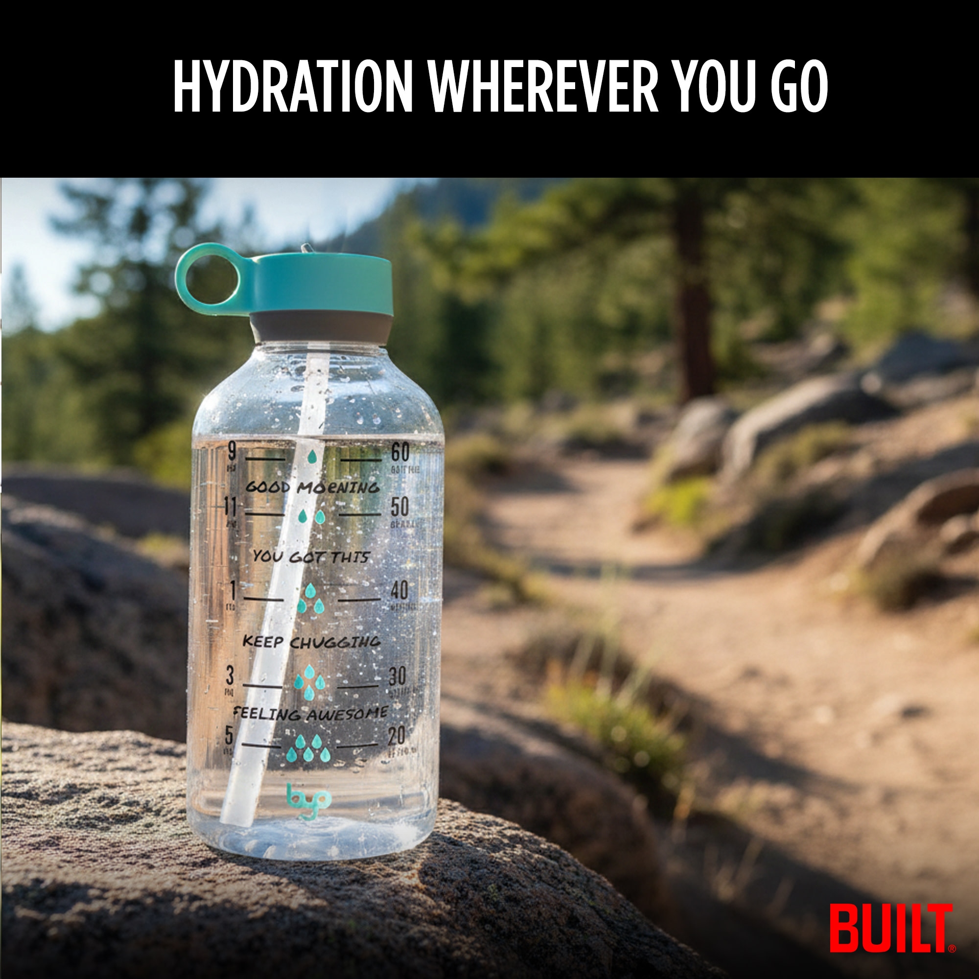 Byo 74 Oz Tritan Motivational Bottle - Black