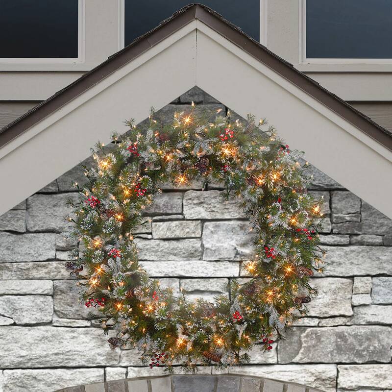 Puleo International 48 in Pre-Lit Glitter Wreath