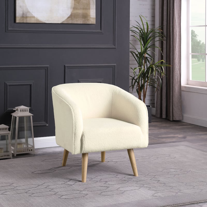 HomePop Sherpa Accent Chair with Wood Legs - Cream - Cream