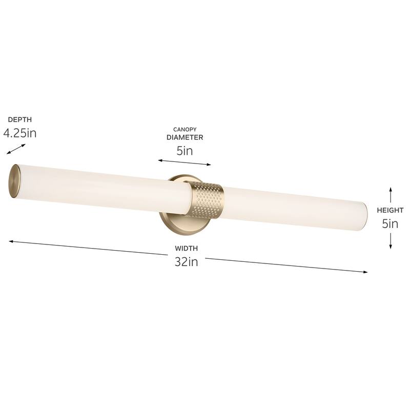 Kichler Lighting Sashi 32" Bath Bar Large LED with White Glass in Champagne Bronze