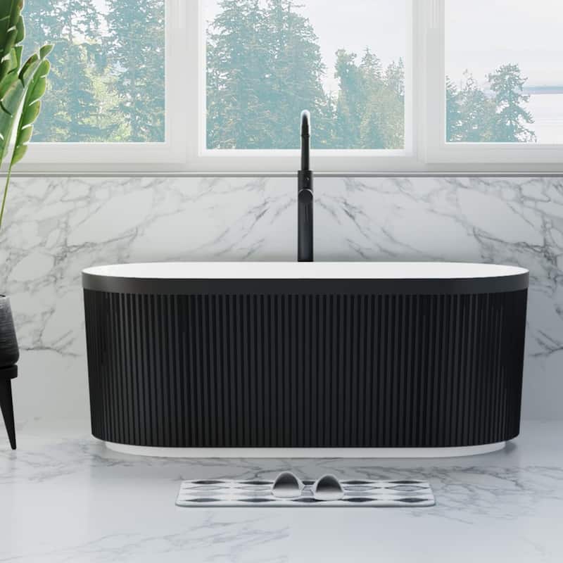 Repose 59" Fluted Acrylic Soaking Tub - Oval - 29D x 59W x 23H - Matte Black