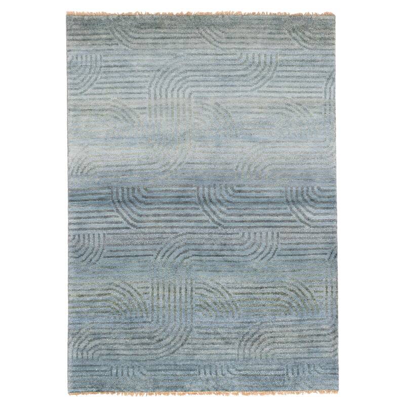 ECARPETGALLERY Hand-knotted Peshawar Ziegler Light Blue Wool Rug - 4'10 x 6'8