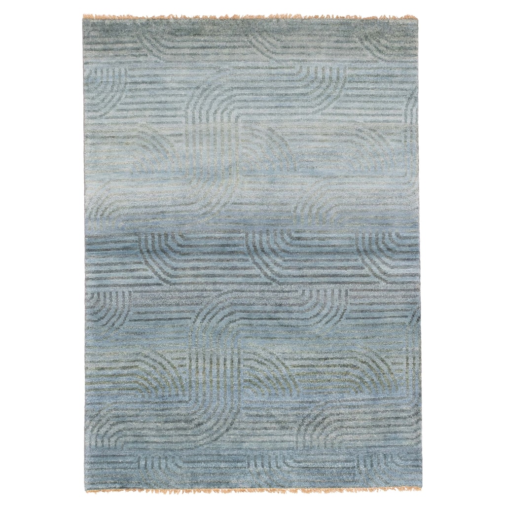 ECARPETGALLERY Hand-knotted Peshawar Ziegler Light Blue Wool Rug - 4'10 x 6'8