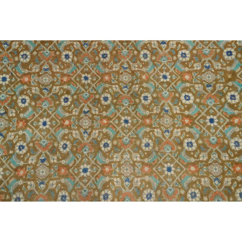 Hand Knotted Oriental 100% Wool Carpet Traditional Floral Green Tabriz Area Rug - 6' 8'' X 4' 10''