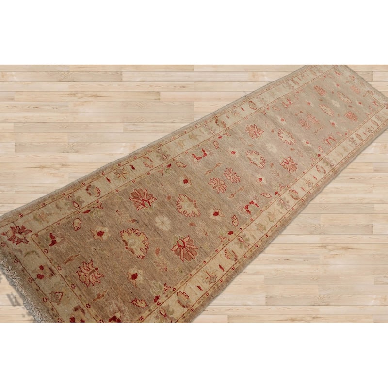 Hand Knotted Chobi Peshawar taupe Persian Wool Traditional Area Rug - 2' 8'' x 9' 9''