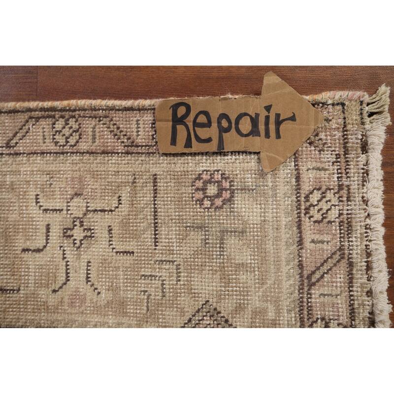 Distressed Tabriz Vintage Persian Area Rug Hand-Knotted Wool Carpet - 6'4" x 9'6"