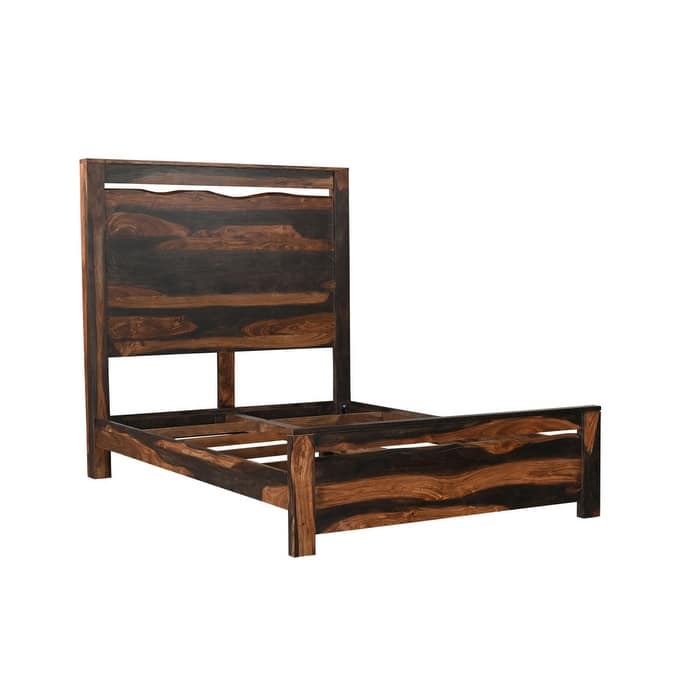 Dark Brown Live Edge Solid Wood Queen Bed Frame