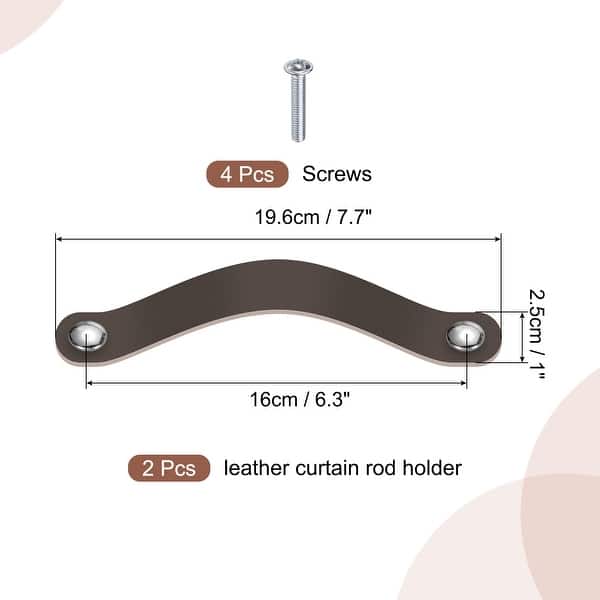 dimension image slide 4 of 12, Leather Drawer Pull for Kitchen Bedroom Dresser Cupboard