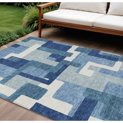HomeRoots Abstract Transitional Rectangle Outdoor Rug