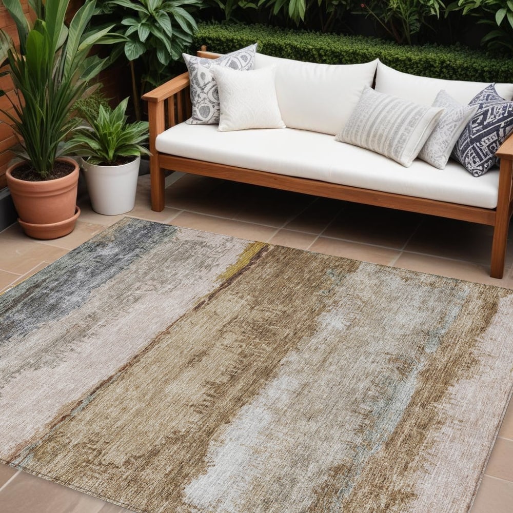 HomeRoots Abstract Transitional Rectangle Outdoor Rug