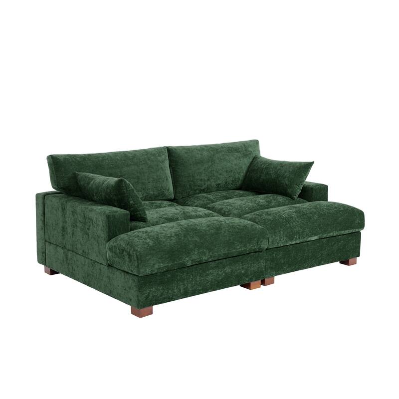82.5"W Chenille Upholstered Sectional Modular Sofa With Chaise