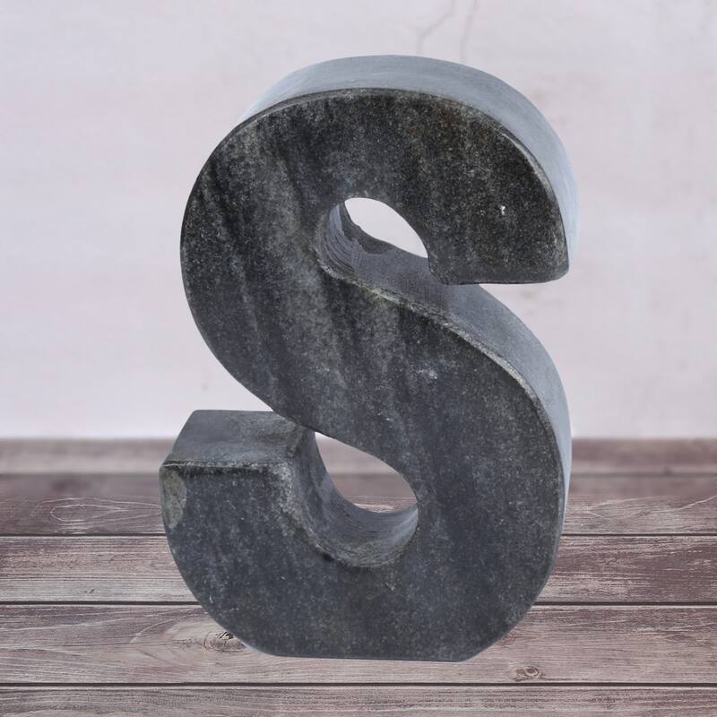 Creative Home Natural Black Marble Letter S Bookend, Paper Weight